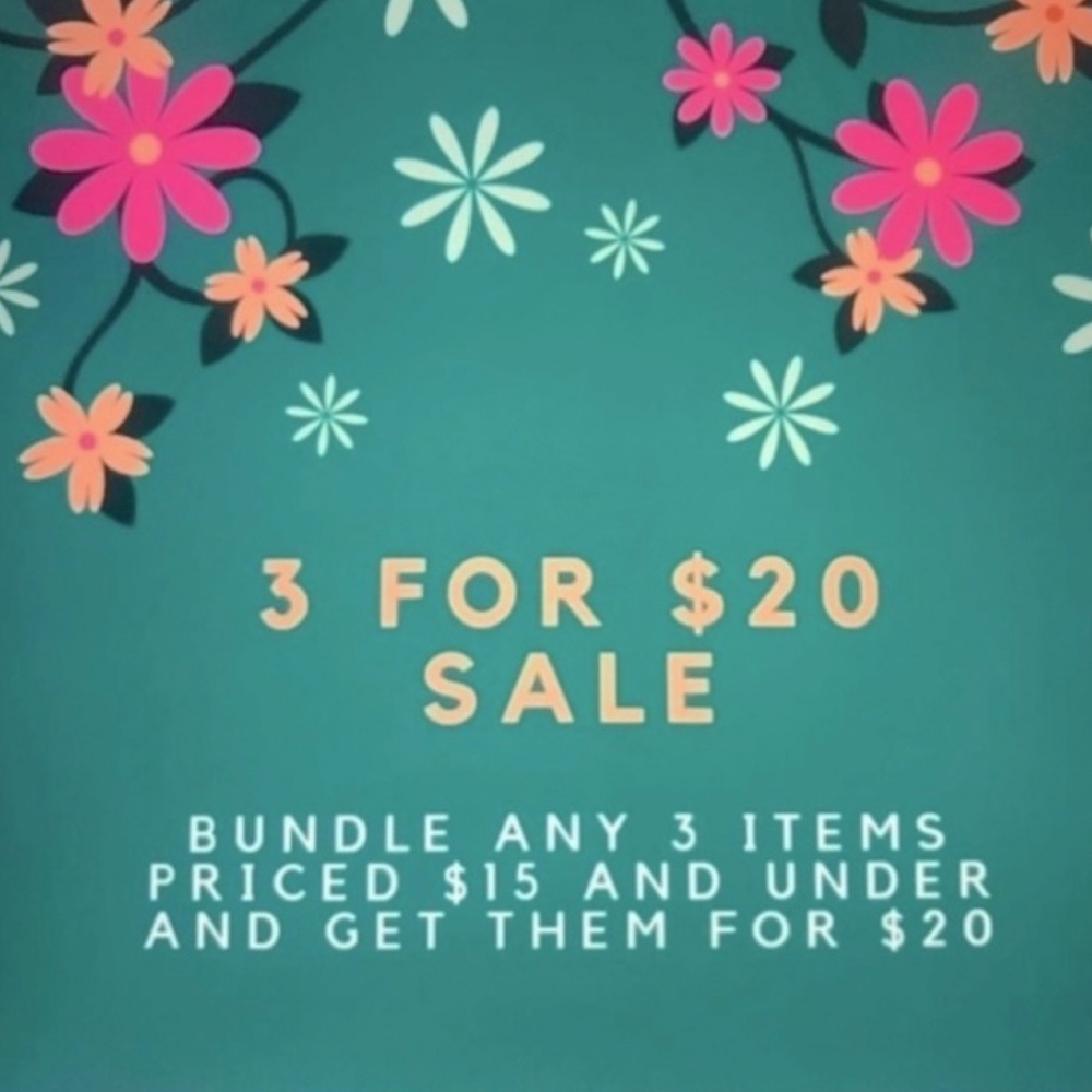 3 for $20  Bundle any 3 items priced $15 and under and get them for $20🛍️🛍️🛍️ - Picture 2 of 9
